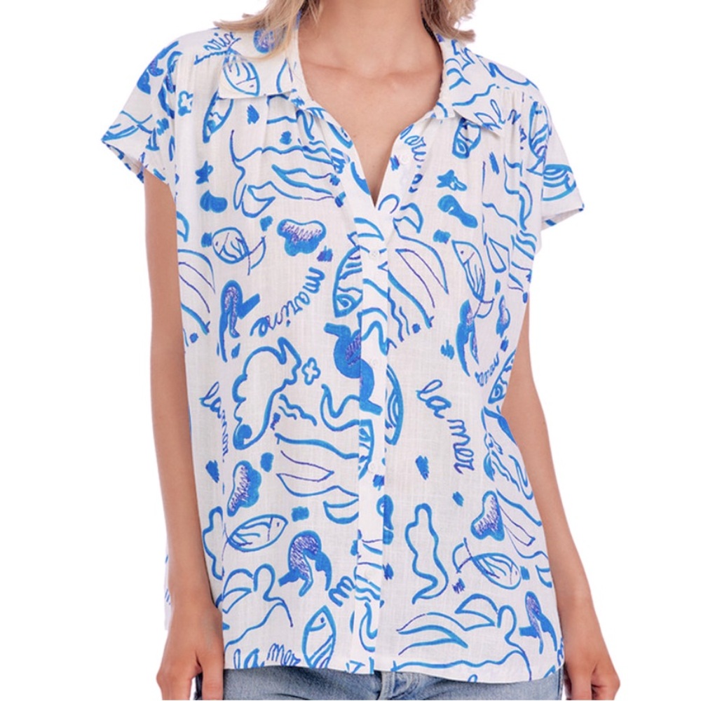 Crosby by Mollie Burch Scout Marine Top XS NWT